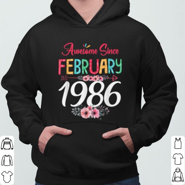 February Girl 1986 Floral 35Th Birthday 35 Years Old shirt 3