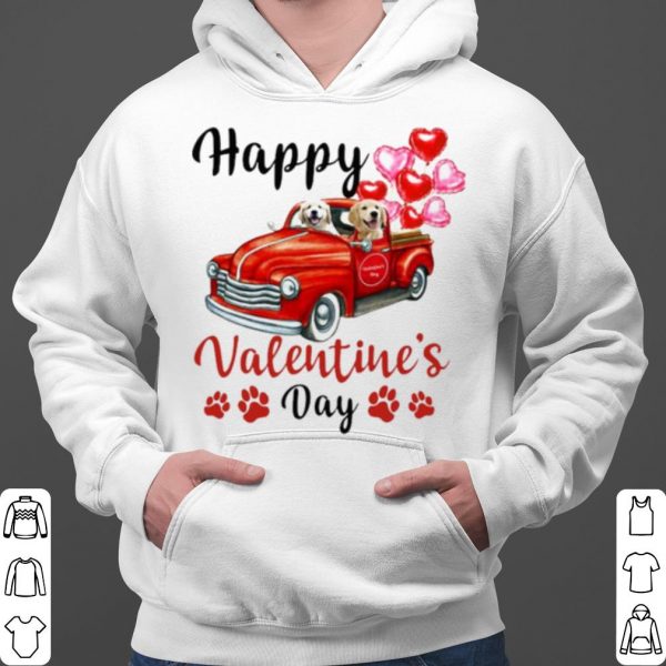 Golden Retriever Puppy Truck Drive Happy Valentine's 2021 shirt 3