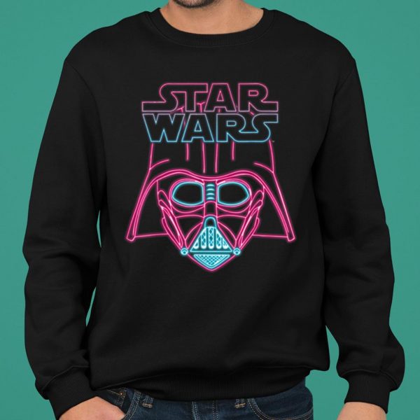 Star Wars Darth Vader Neon Light Helmet Logo Graphic shirt 2