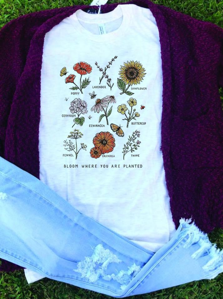 Bloom Where Youre Planted Botanical Flower guy tee 1 - Bloom Where Youre Planted Botanical Flower guy tee