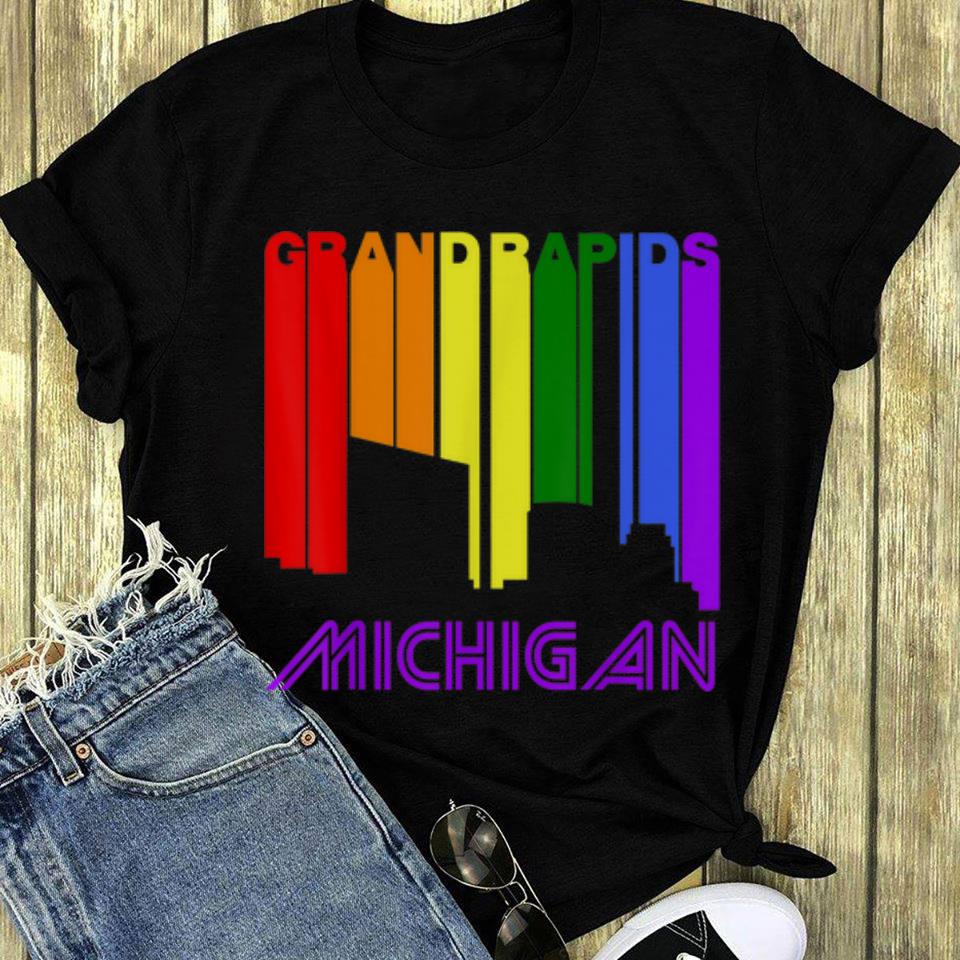 Grand Rapids Michigan LGBTQ Gay Pride Rainbow Skyline long sleeve 1 - Grand Rapids Michigan LGBTQ Gay Pride Rainbow Skyline long sleeve