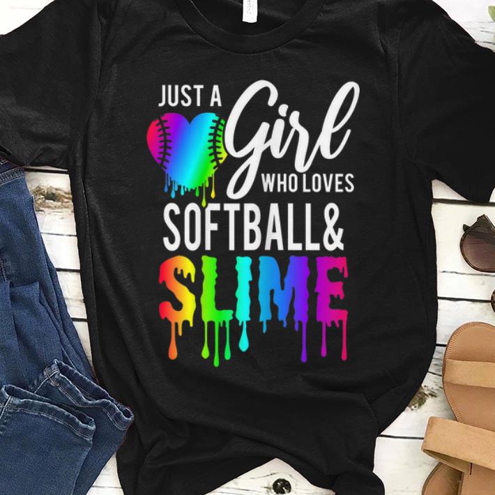 Premium Just Girl Who Love Softball Slime Rainbow shirt 1 - Premium Just Girl Who Love Softball & Slime Rainbow shirt