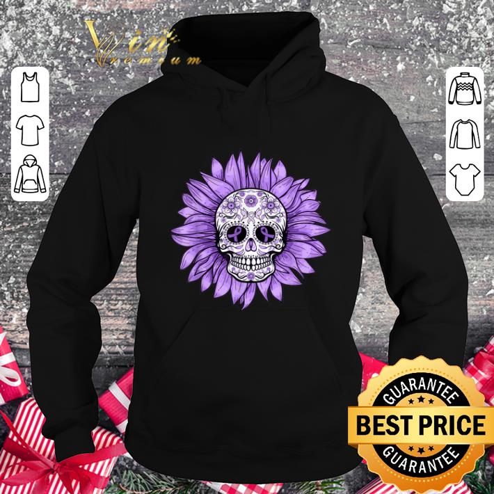 Cheap Sugar Skull Sunflower Purple Epilepsy Awareness Ribbon shirt 4 - Cheap Sugar Skull Sunflower Purple Epilepsy Awareness Ribbon shirt