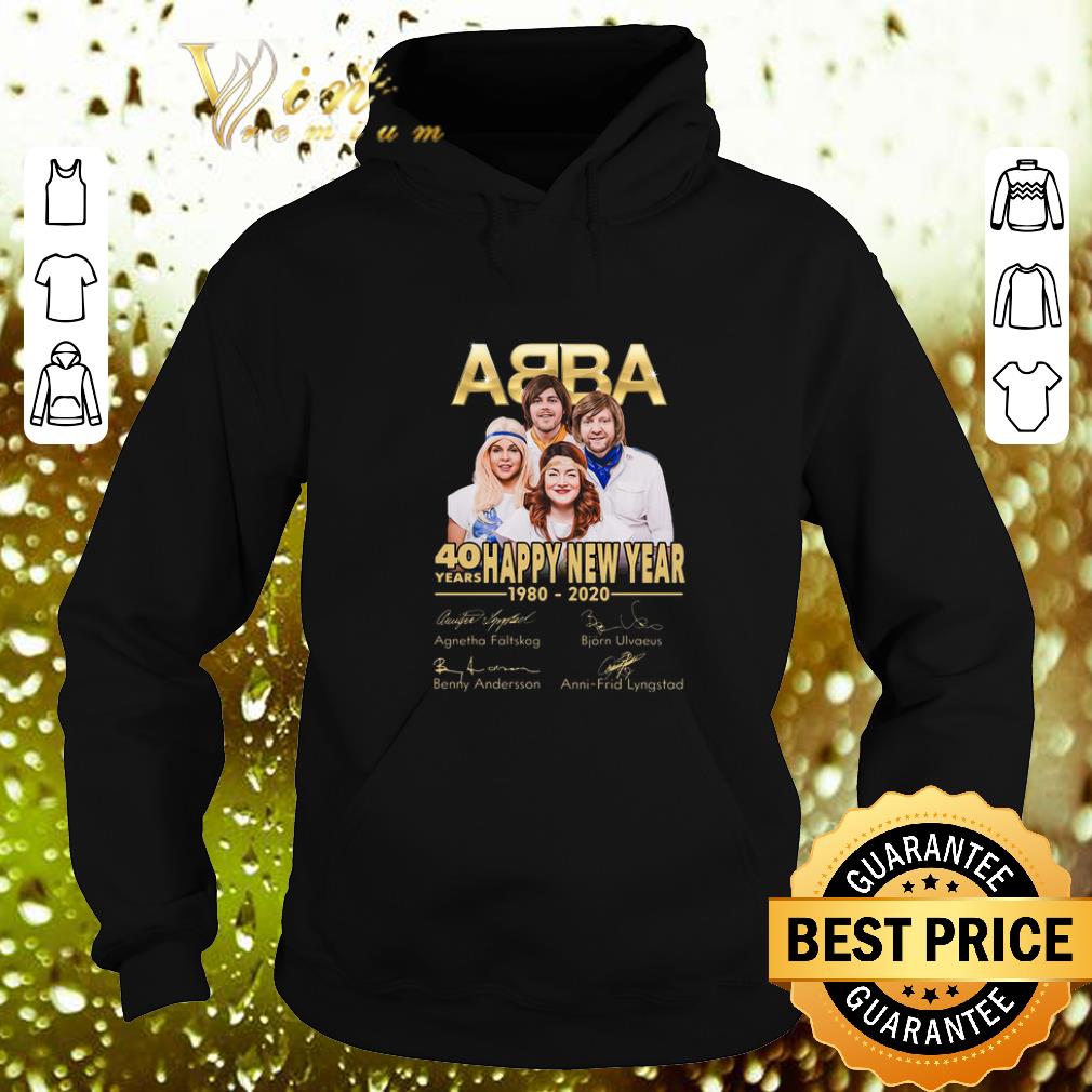 Official ABBA 40 years Happy New Year 1980 2020 signatures shirt 4 - Official ABBA 40 years Happy New Year 1980-2020 signatures shirt