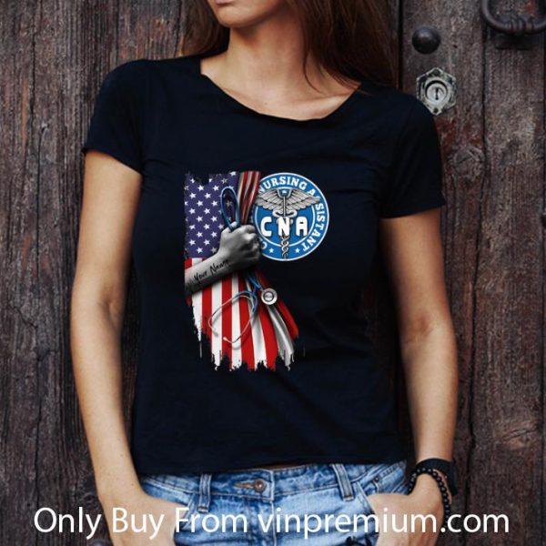 Top CNA Certified Nursing Assistant Stethoscope American Flag shirt