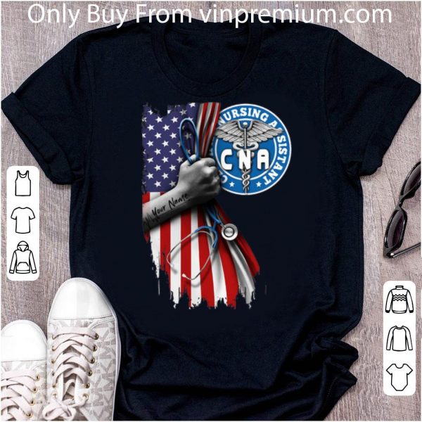 Top CNA Certified Nursing Assistant Stethoscope American Flag shirt