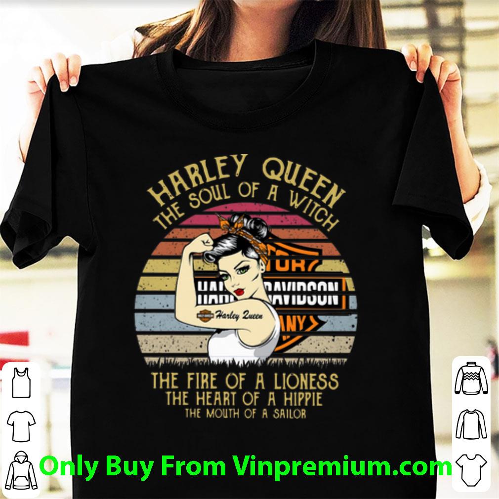 Nice Vintage Harley Queen The Soul Of A Witch The Fire Of A Lioness shirt