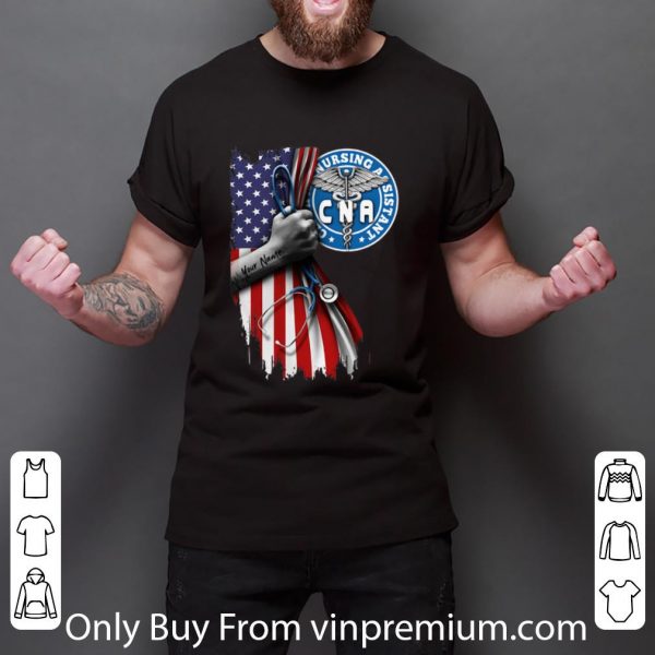 Top CNA Certified Nursing Assistant Stethoscope American Flag shirt