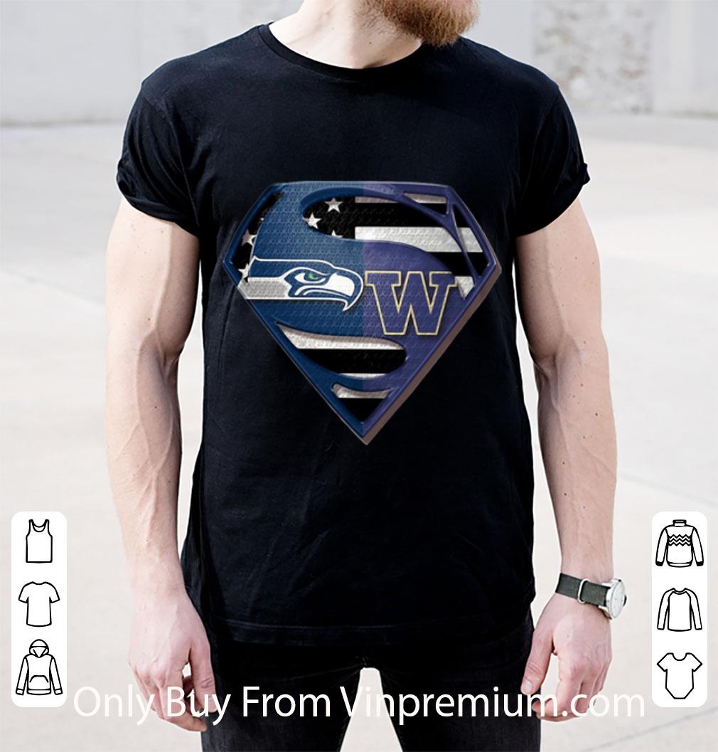 Hot Superman Seattle Seahawks And Washington Huskies shirt