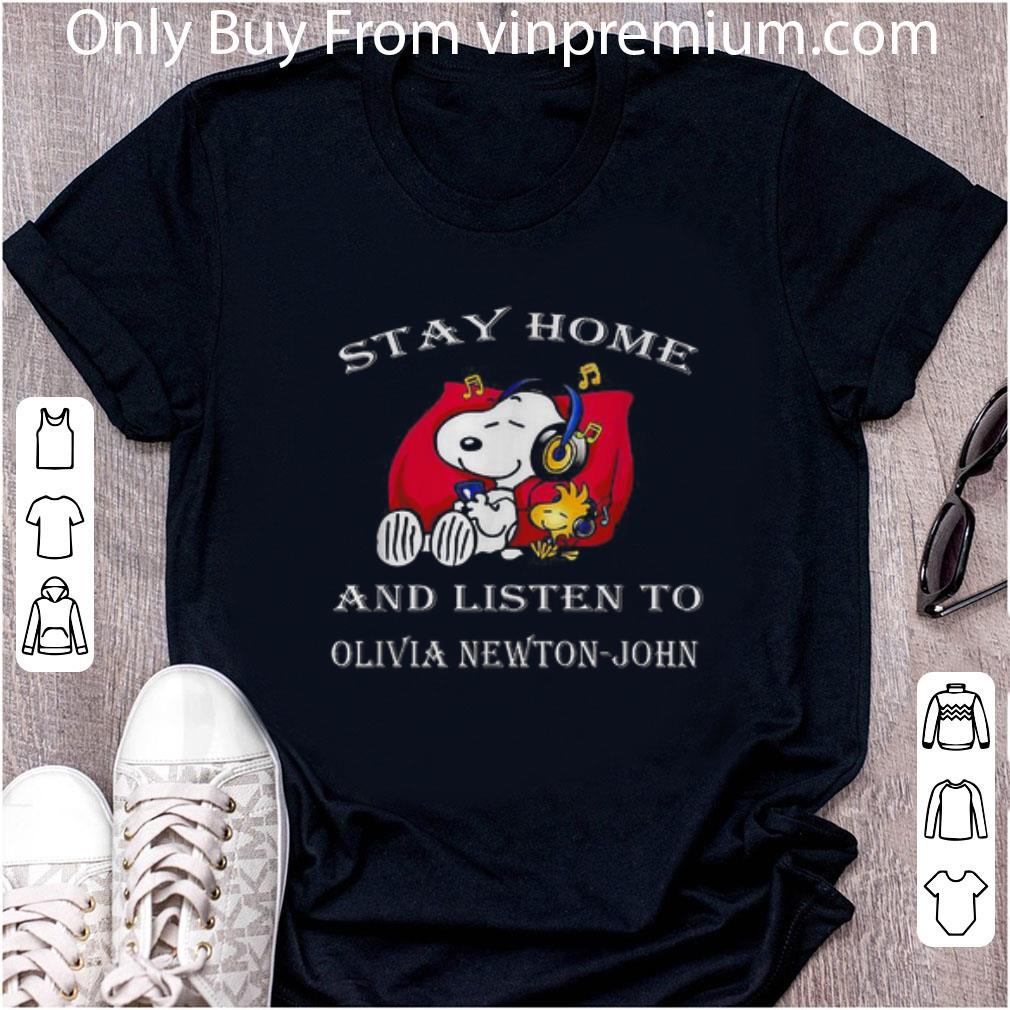 Official Snoopy Stay Home And Listen To Olivia Newton-john shirt