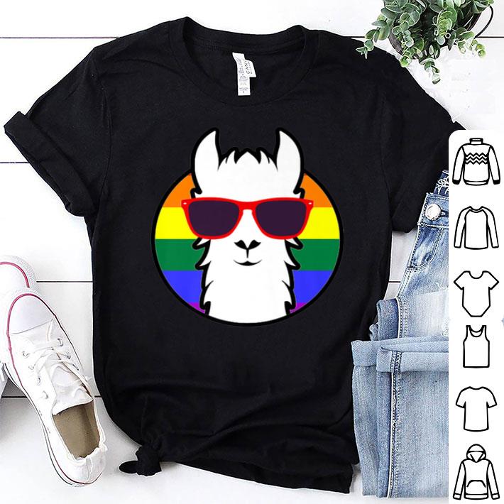 LLama Sunglasses LGBT Rainbow Shirt