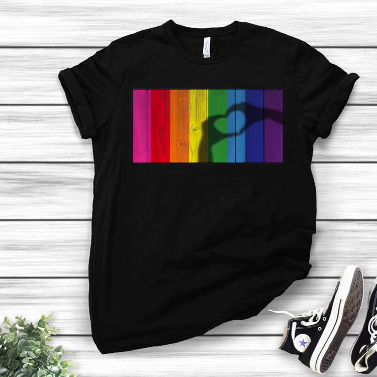 LGBT Heart Hands Shadow On Rainbow Floor For Gay Pride Shirt