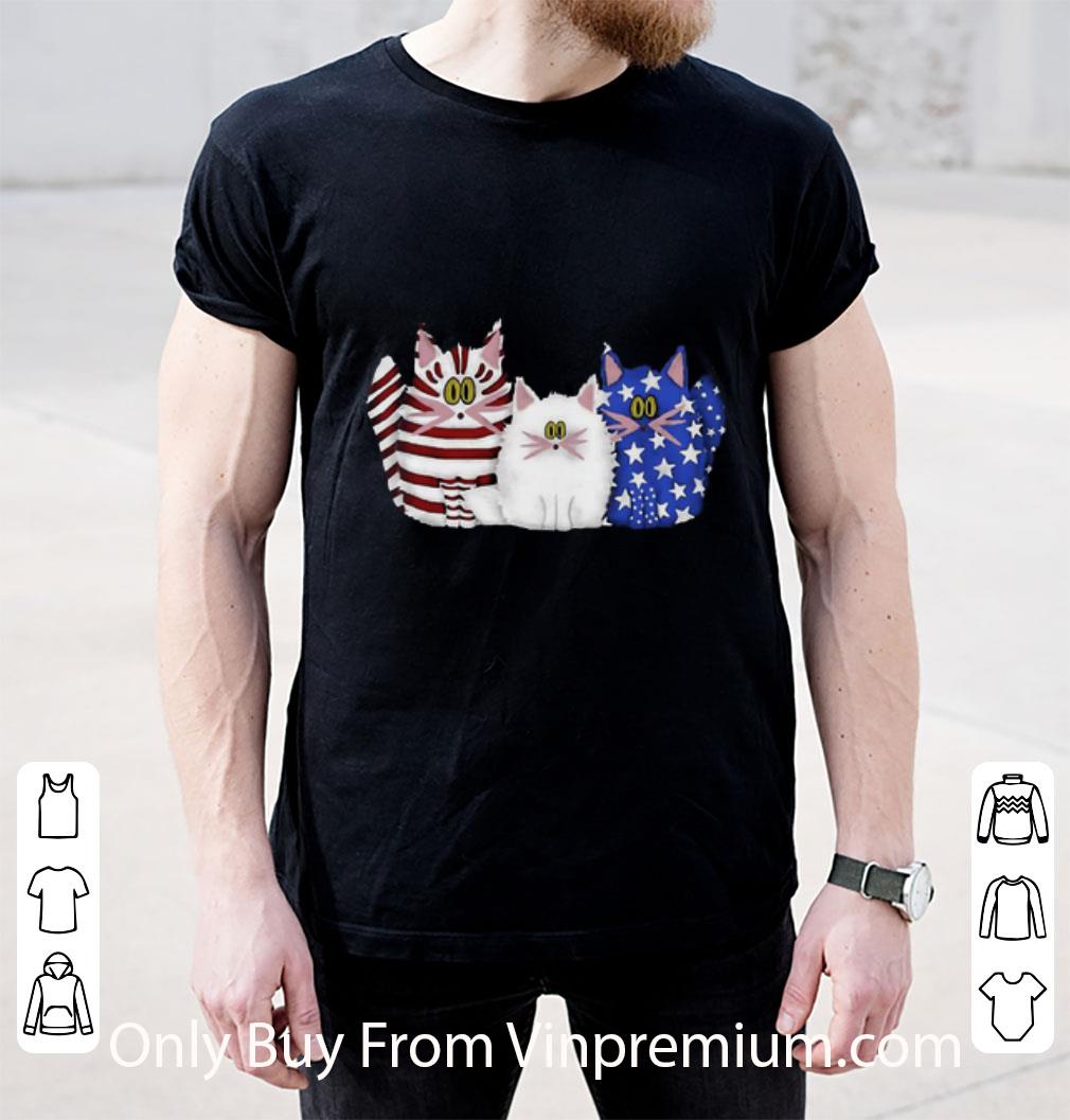 Original Three Cat Red White And Blue Independence Day American Flag shirt