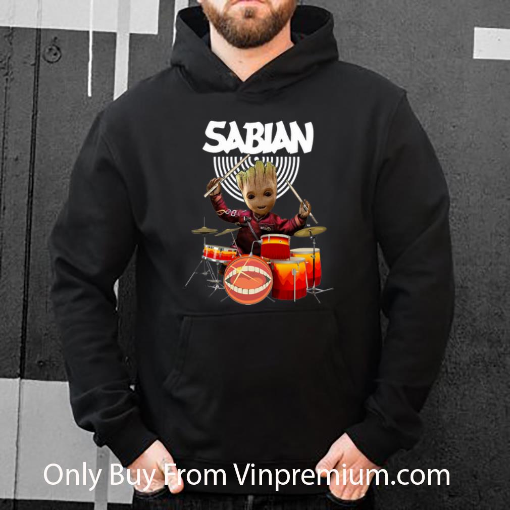 a0db2b9a pretty sabian baby groot show animal playing drum shirt 4 - Pretty Sabian Baby Groot Show Animal Playing Drum shirt