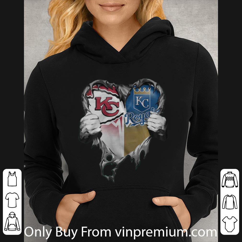 b9a33f6e nice kansas city chiefs and kansas city royals blood inside me heart shirt 4 - Nice Kansas City Chiefs And Kansas City Royals Blood Inside Me Heart shirt