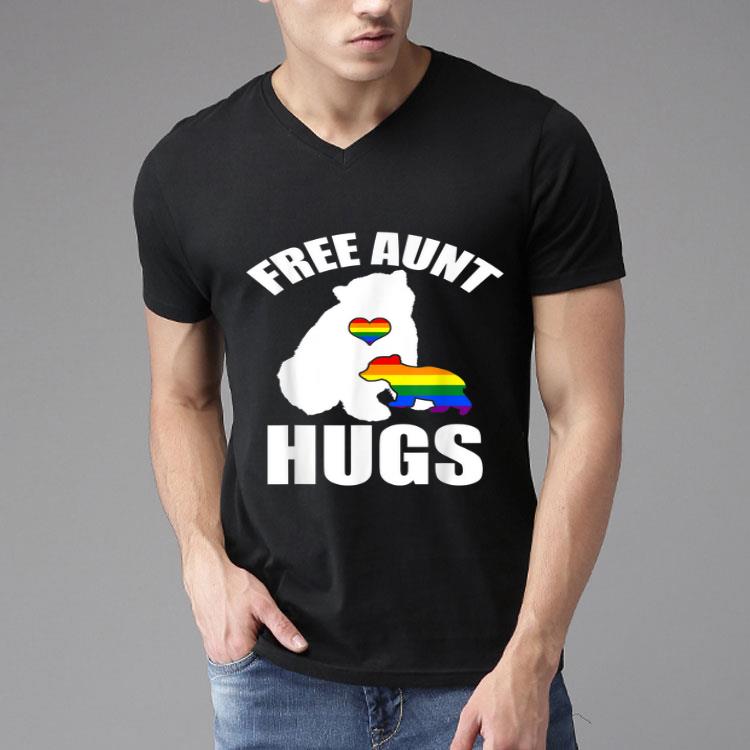Free Aunt Hugs Bear Pride LGBT Flag Gay Be Lesbian Gifts Shirt
