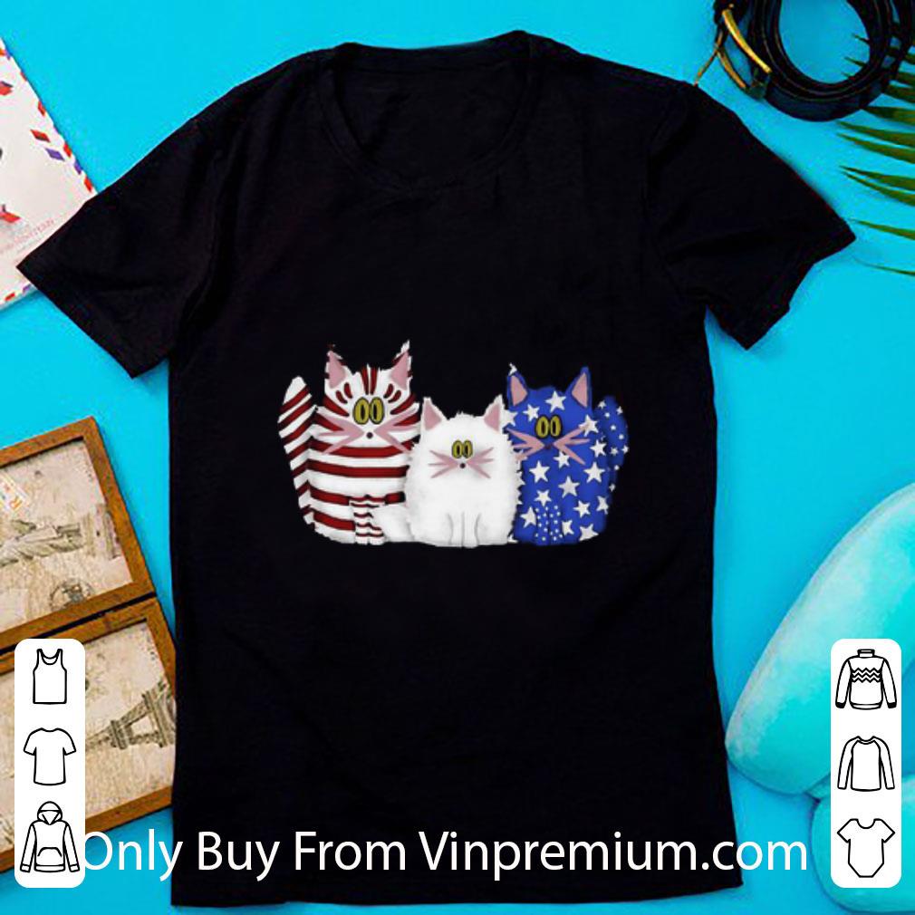 Original Three Cat Red White And Blue Independence Day American Flag shirt