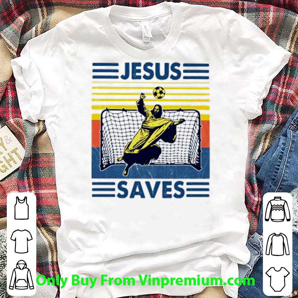 Premium Vintage Jesus Saves The Ball Playing Soccer shirt