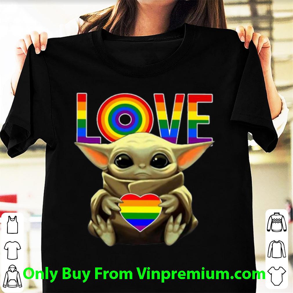 Great LGBT Love Baby Yoda Rainbow Heart shirt