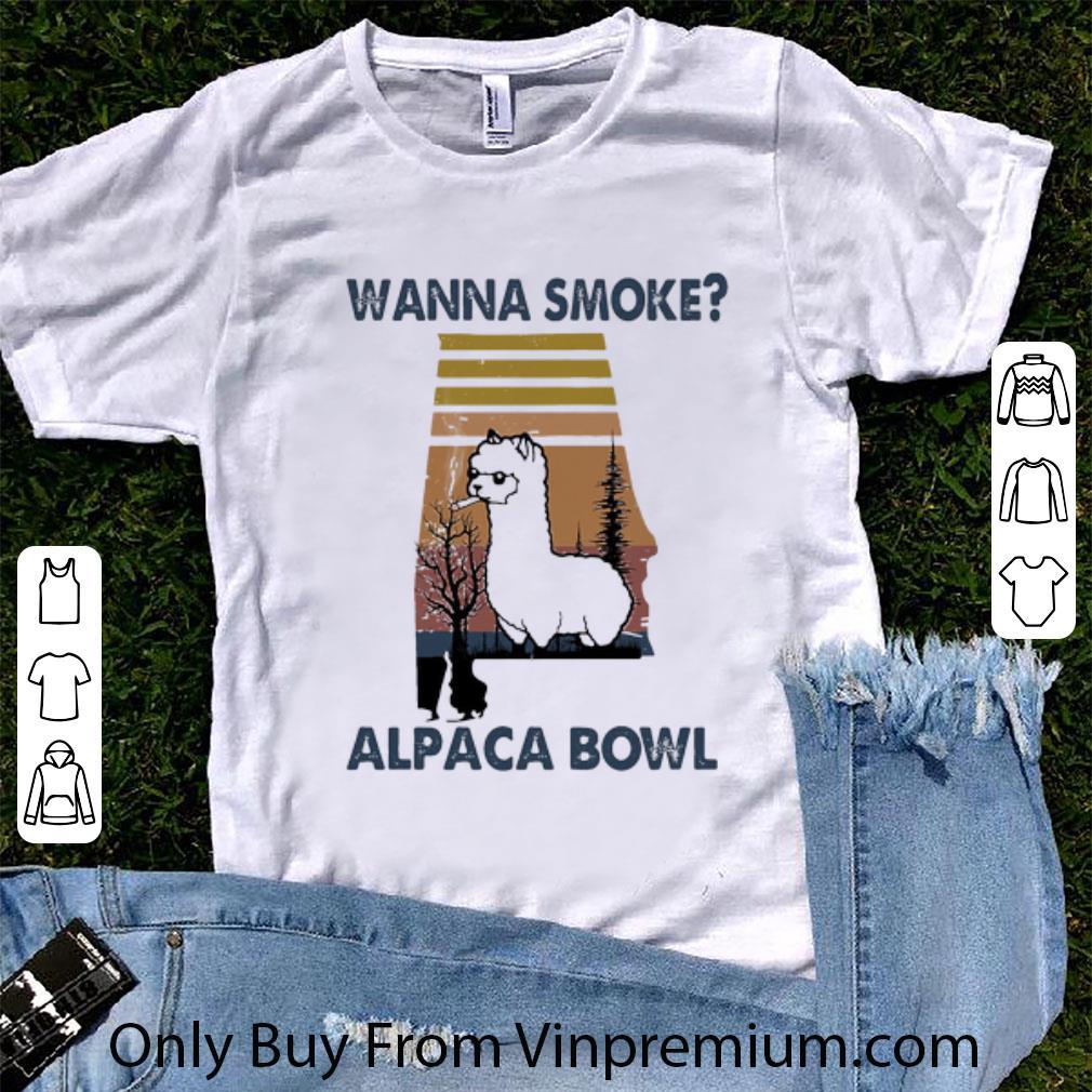 Pretty Vintage Llama Wanna Smoke Alpaca Bowl Forest shirt