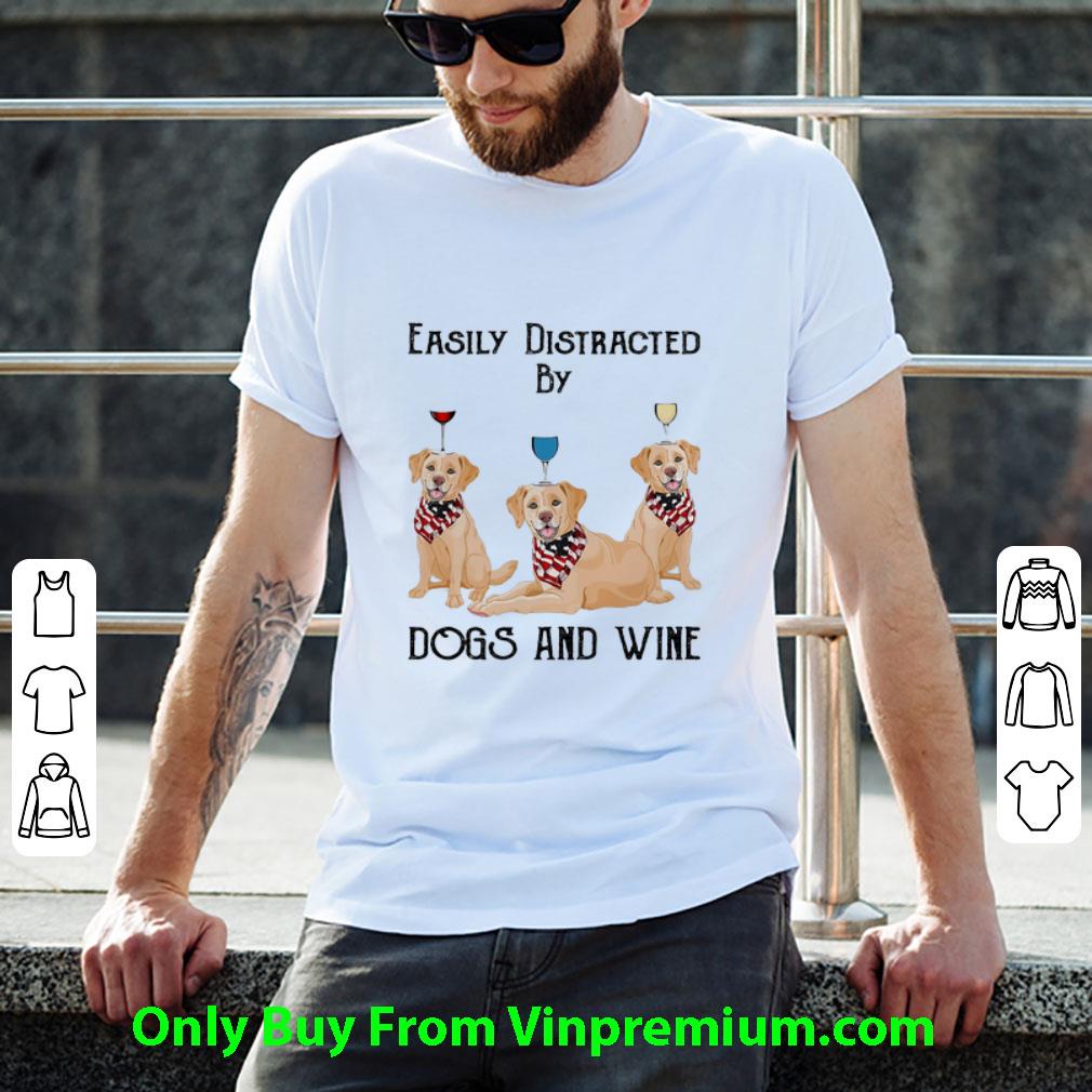 Official Easily Distracted By Dogs And Wine Pug American Flag Labrador shirt