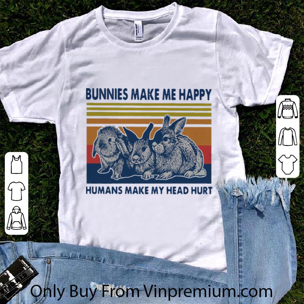 Original Vintage Bunnies Make Me Happy Humans Make My Head Hurt shirt