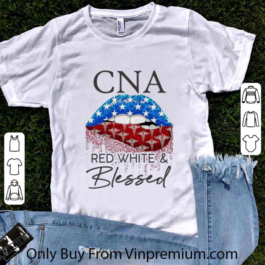 Great Lips CNA Red White And Blessed American Flag shirt