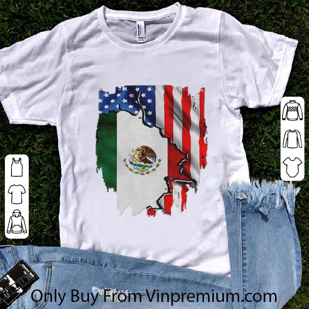Top Coat Of Arms Of Mexico Inside American Flag shirt
