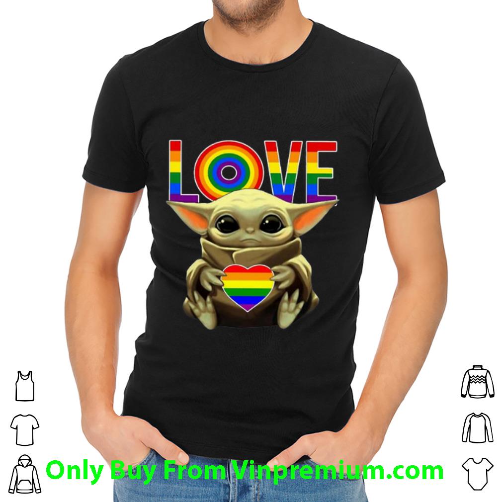Great LGBT Love Baby Yoda Rainbow Heart shirt