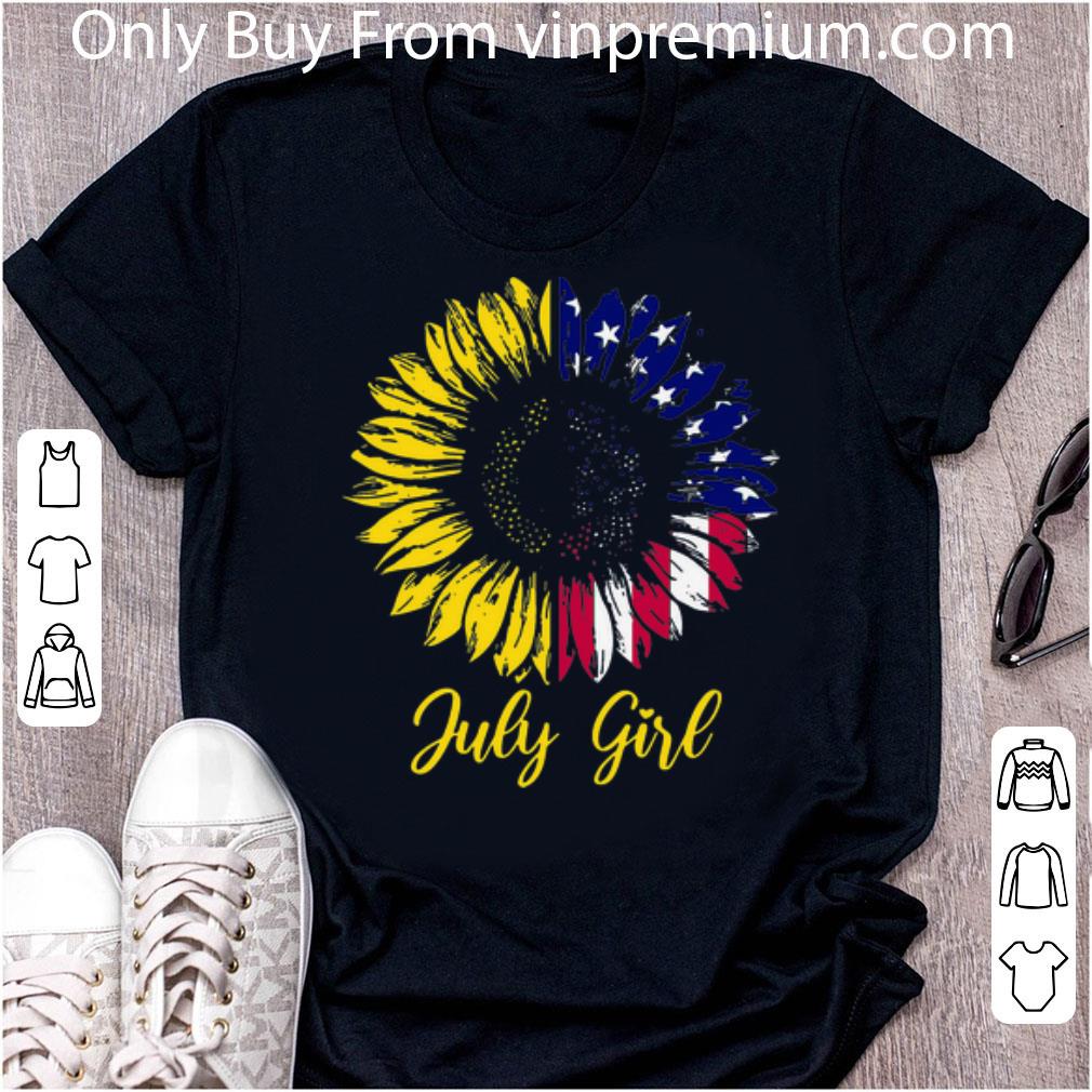 Great Sunflower July Girl American Flag shirt