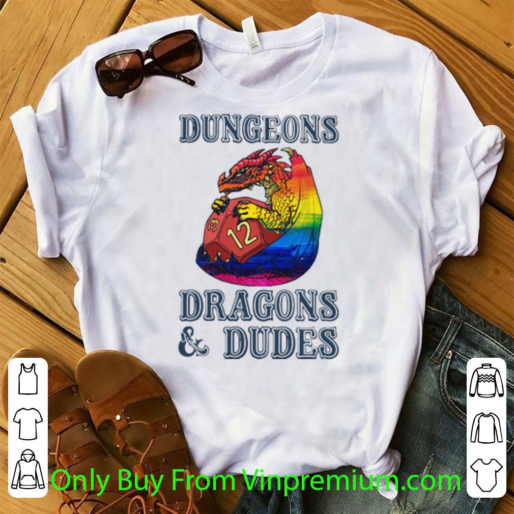Original Dungeons Dragons And Dudes LGBT Rainbow Dragon shirt