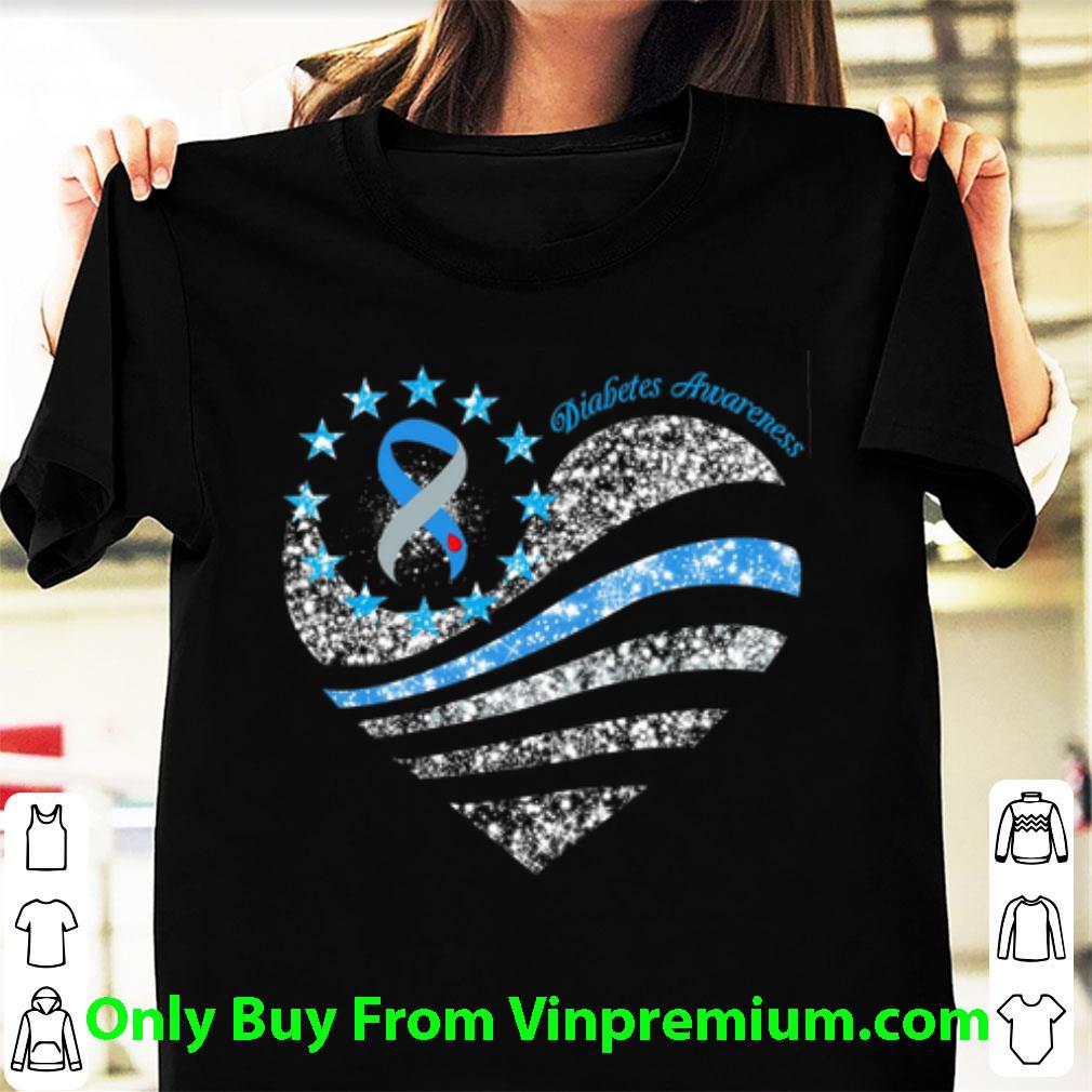 Pretty Glitter Diabetes Awareness Betsy Ross Heart shirt