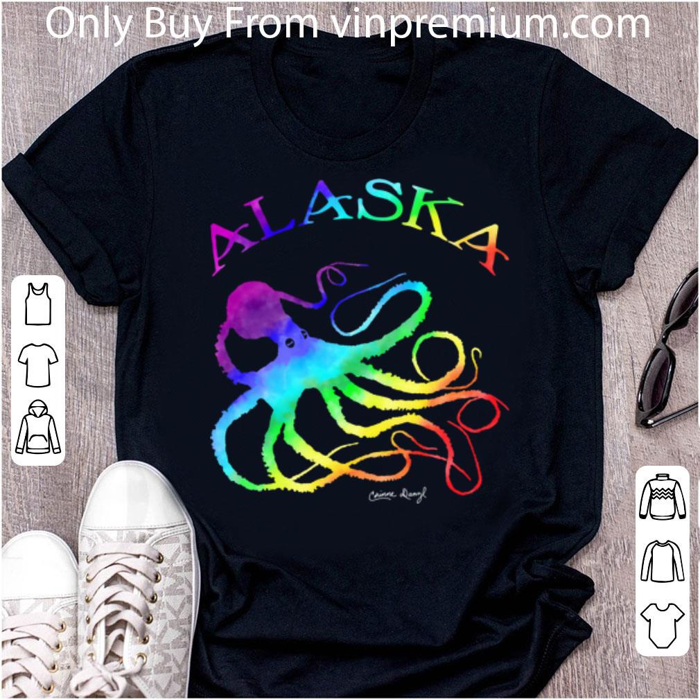 Top Gyotaku Rainbow Colored Octopus Alaska shirt