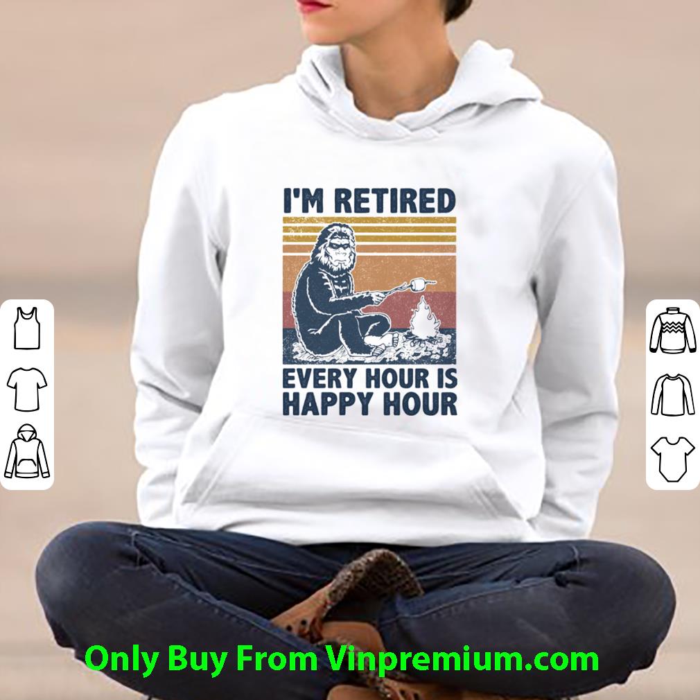 f79f244c great vintage i m retired every hour is happy hour bigfoot shirt 4 - Great Vintage I’m Retired Every Hour Is Happy Hour Bigfoot shirt