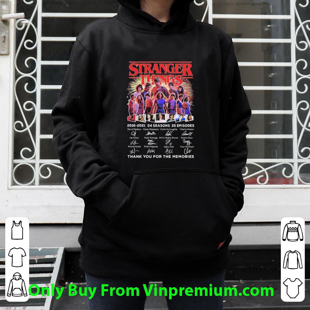 b6007358 original stranger things 2016 2021 04 season 35 episodes thank you for the memories signatures shirt 4 - Original Stranger Things 2016 2021 04 Season 35 Episodes Thank You For The Memories Signatures shirt
