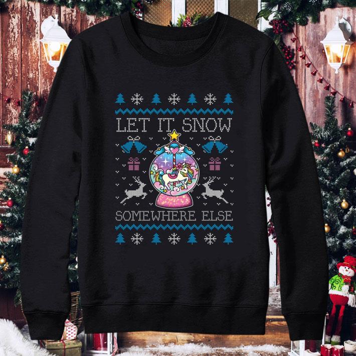 9447fc64 unicorn let is snow somewhere else ugly christmas shirt 4 - Unicorn Let Is Snow Somewhere Else Ugly Christmas shirt