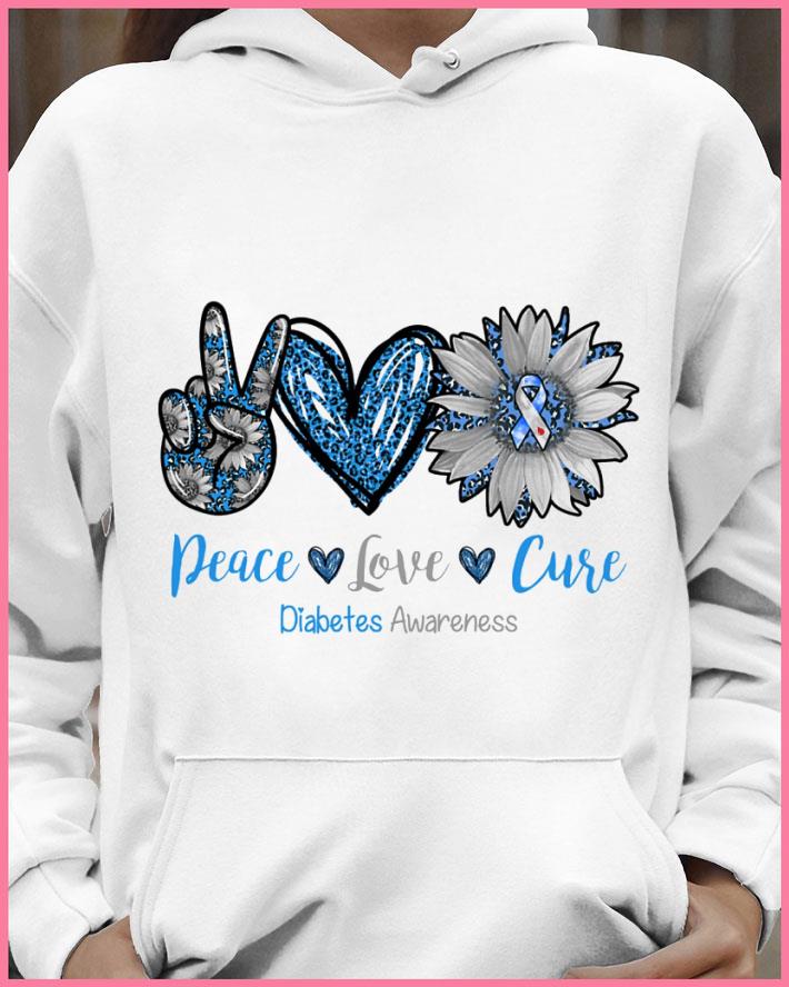 ea3b3b01 original peace love cure diabetes awareness sunflower shirt 4 - Original Peace Love Cure Diabetes Awareness Sunflower shirt