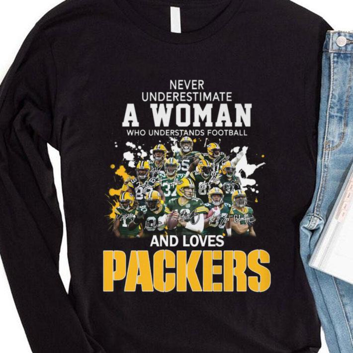 bd9ec548 awesome never underestimate a woman who understands green bay packers signatures shirt 4 - Awesome Never Underestimate A Woman Who Understands Green Bay Packers Signatures shirt