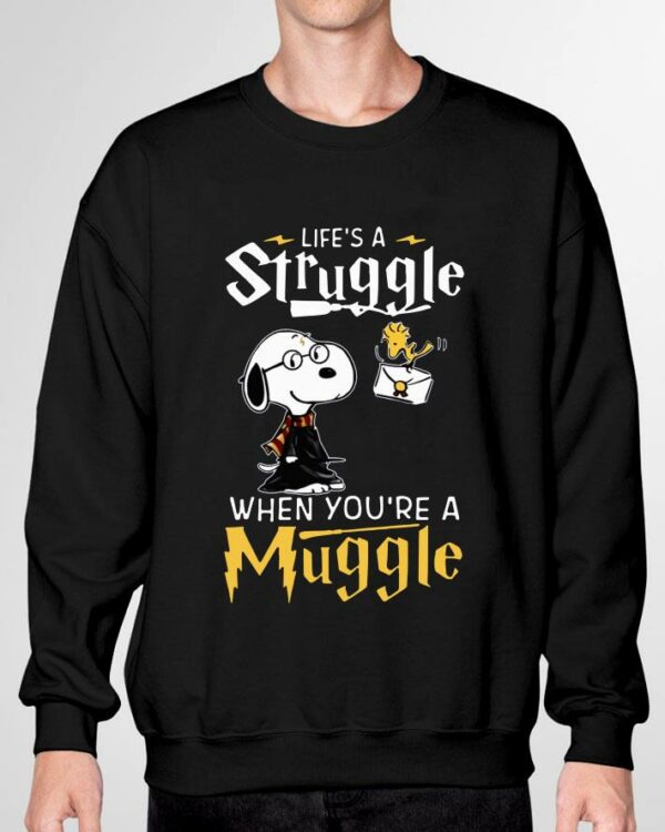 Best Snoopy Potter life's a struggle when you're a muggle shirt