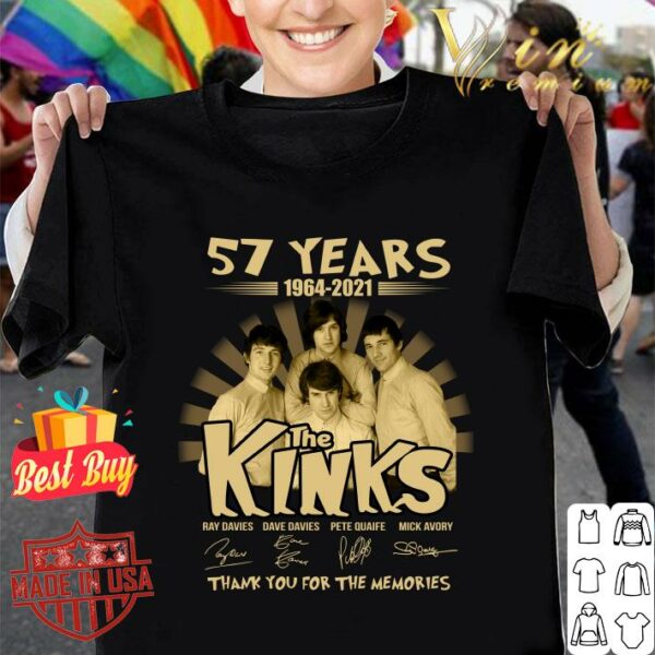 Premium The Kinks 57 years of 1964-2021 signatures thank you for the memories shirt