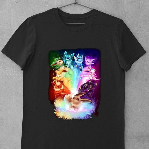 Original 3D Colors Eevee Pokemon Evolution Rainbow Flareon Espeon Jolteon Umbreon Sylveon Vaporeon Leafeon Glaceon shirt