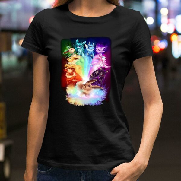 Original 3D Colors Eevee Pokemon Evolution Rainbow Flareon Espeon Jolteon Umbreon Sylveon Vaporeon Leafeon Glaceon shirt
