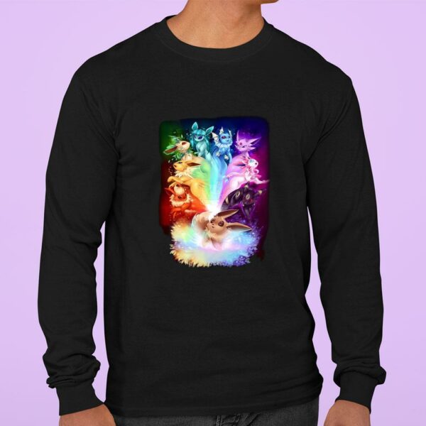 Original 3D Colors Eevee Pokemon Evolution Rainbow Flareon Espeon Jolteon Umbreon Sylveon Vaporeon Leafeon Glaceon shirt
