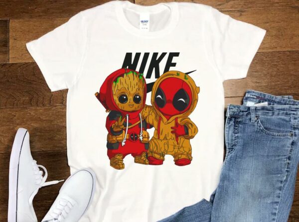 Official Nike Baby Groot And Baby Deadpool Shirt