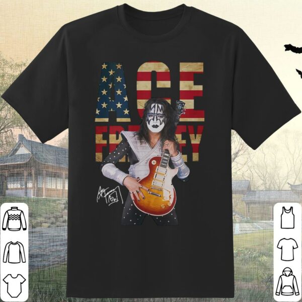 Official Ace Frehley Kiss Band American Flag Shirt