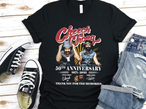 Vintage Cheech Chong 50Th Anniversary 1971 2021 Thank You For The Memories Shirt, Cheech Marin And Tommy Chong Shirt