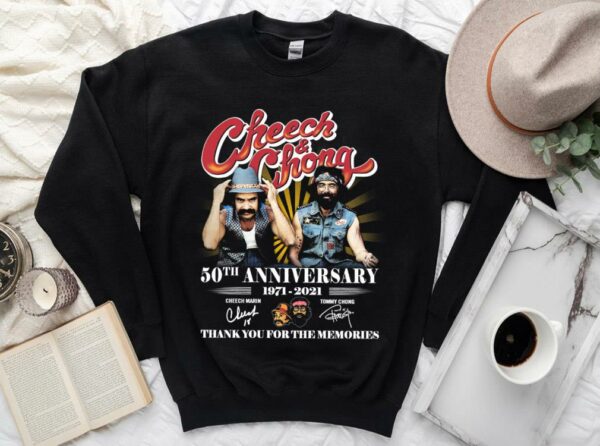 Vintage Cheech Chong 50Th Anniversary 1971 2021 Thank You For The Memories Shirt, Cheech Marin And Tommy Chong Shirt