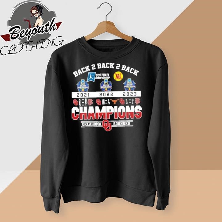 Back 2 Back 2 Back Softball Championship Champions Oklahoma Sooners t-shirt
