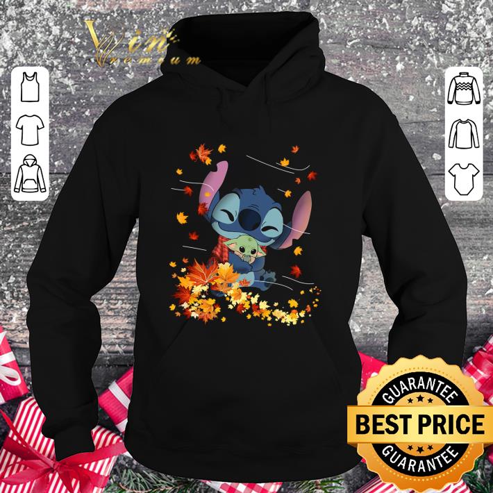 Awesome Stitch Hug Baby Yoda Autumn Leaf shirt 9 Awesome Stitch Hug Baby Yoda Autumn Leaf shirt