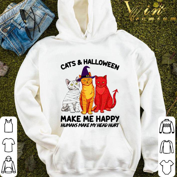 Cats & halloween make me happy humans make my head hurt shirt 9 Cats & halloween make me happy humans make my head hurt shirt